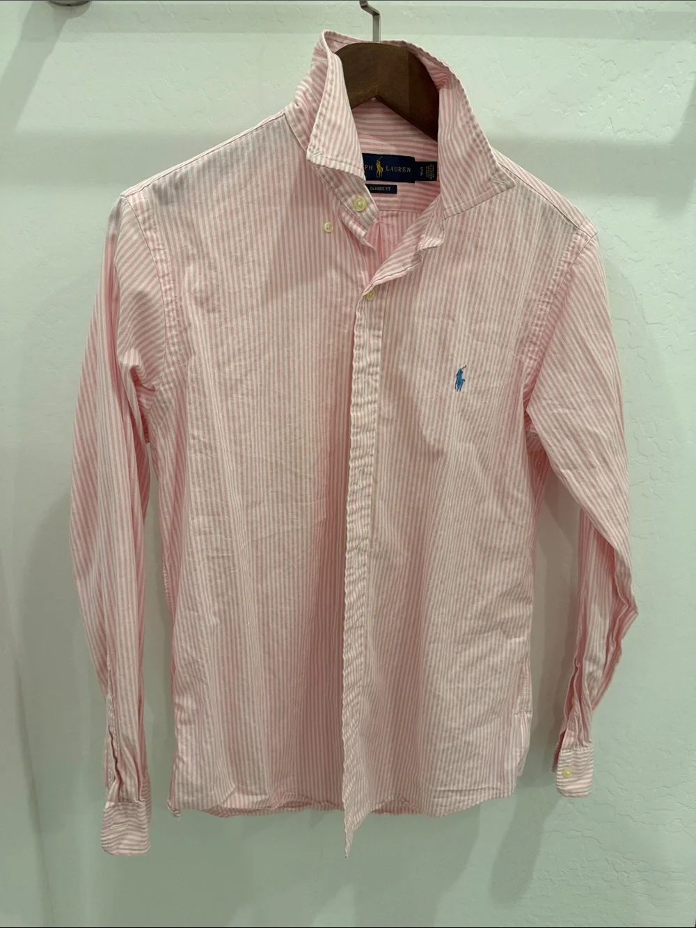 Polo by Ralph Lauren Light Pink & White Striped Button-Down Shirt